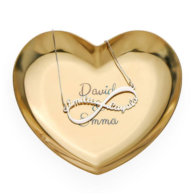 Hjerteformet personlig smykkebakke - guldfarvet-2 produkt billede