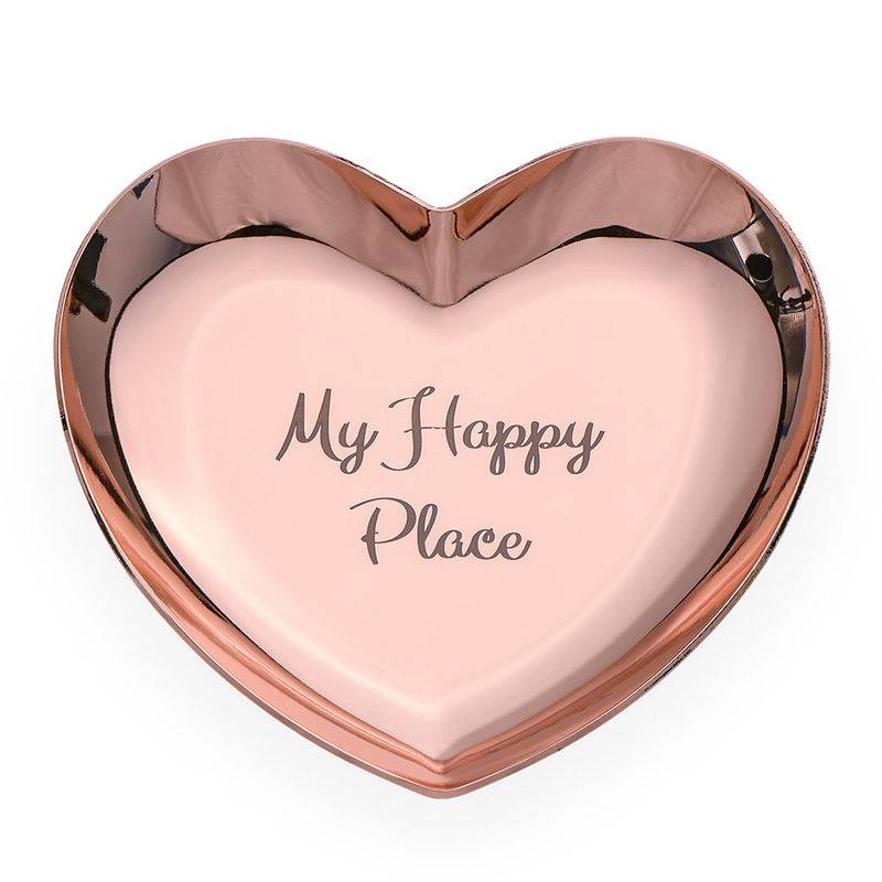 Hjerteformet personlig smykkebakke rosa - guldfarvet-3 produkt billede