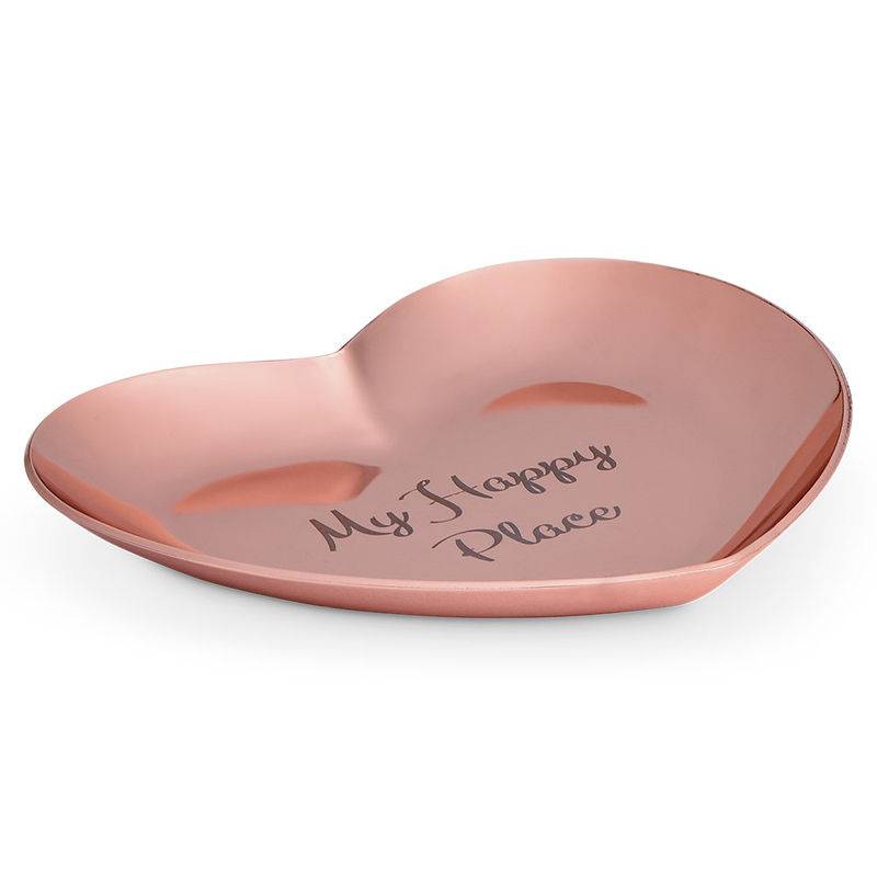 Hjerteformet personlig smykkebakke rosa - guldfarvet-1 produkt billede