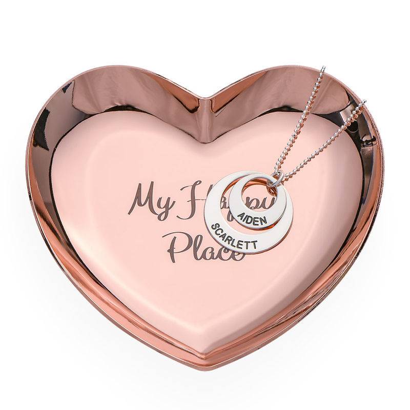 Hjerteformet personlig smykkebakke rosa - guldfarvet-4 produkt billede