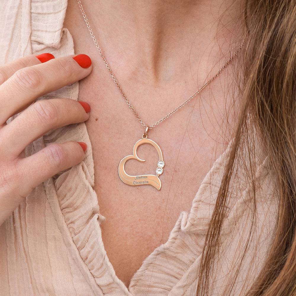 Personalized Heart Necklace in 18ct Rose Gold Plated with Diamond-3 product photo