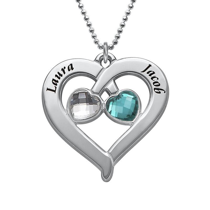 Personalised Heart Necklace with Birthstones product photo