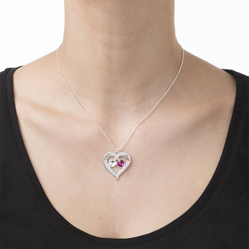 Personalized Heart Necklace with Birthstones product photo