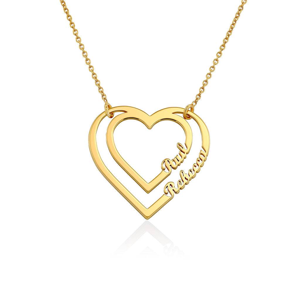 Gepersonaliseerde hart ketting met twee namen in Goud Verguld-1 Productfoto