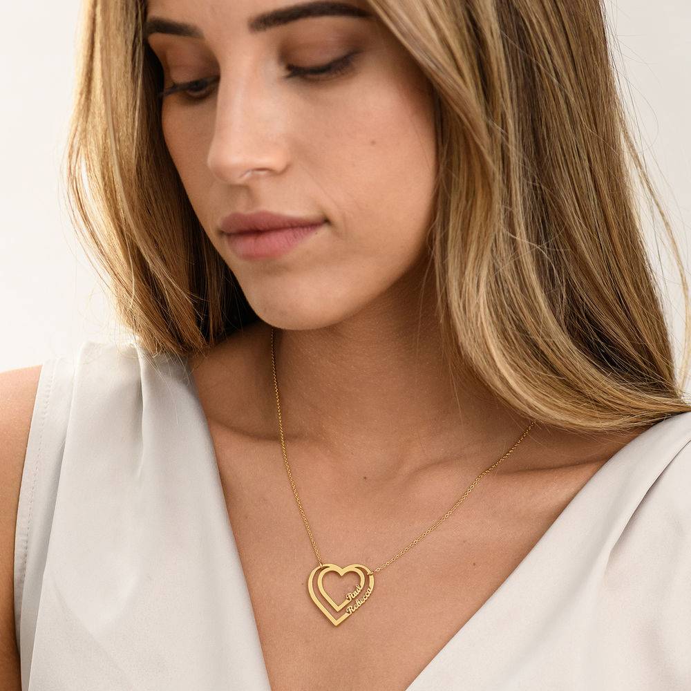 Personalisierte Herzkette mit 2 Namen - 750er vergoldetes Silber-2 Produktfoto