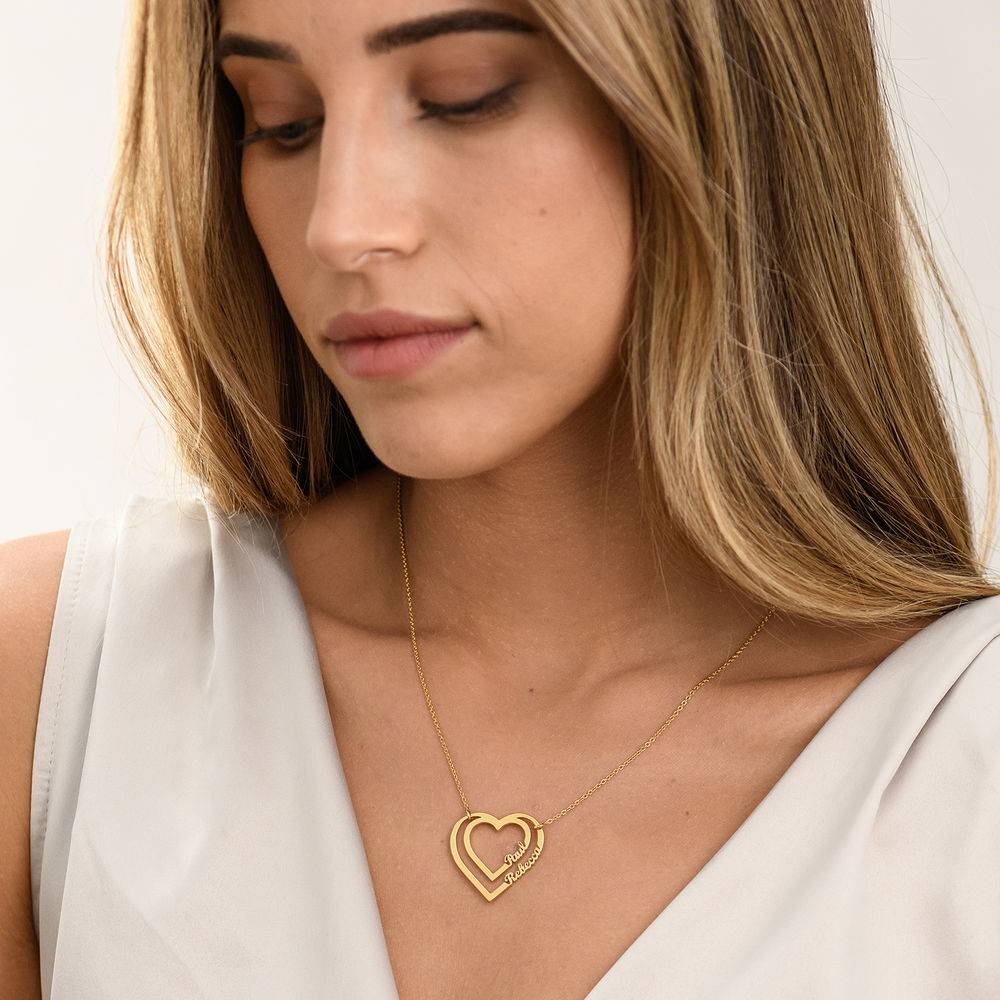 Personalised Heart Necklace with Two Names in 18ct Gold Vermeil-2 product photo