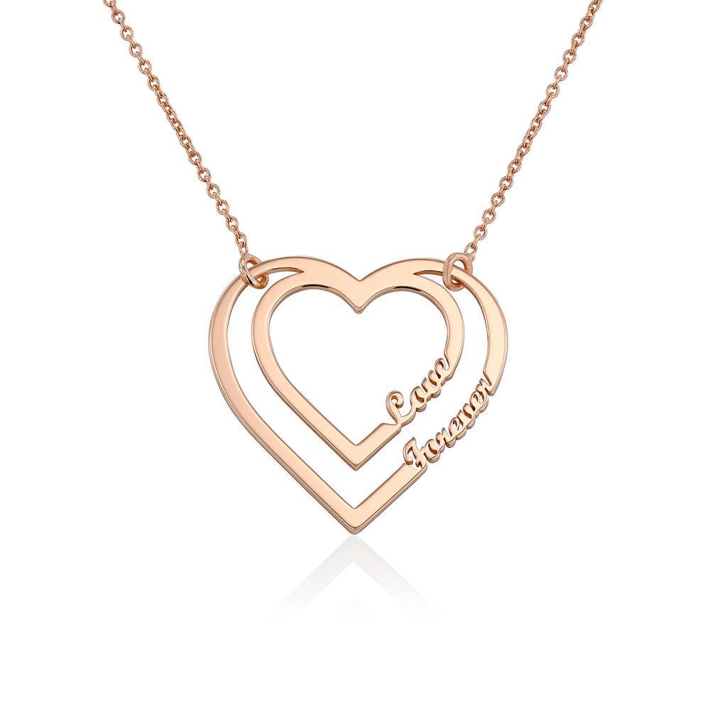 Gepersonaliseerde hart ketting met twee namen in Rosé-Vergulde Productfoto