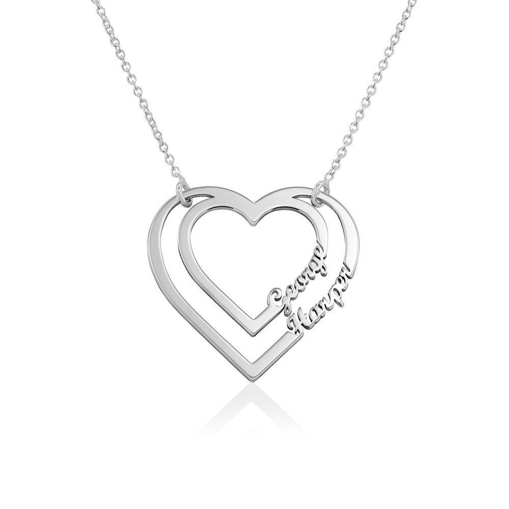 Personalised Heart Necklace with Two Names in Sterling Silver-2 product photo