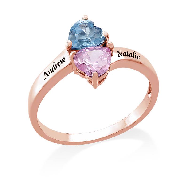 Personalised Heart Shaped Birthstone Ring in Rose Gold Plating product photo