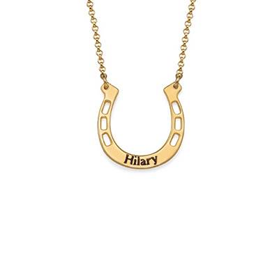 Engraved Horseshoe Necklace in 18ct Gold Plating-1 product photo