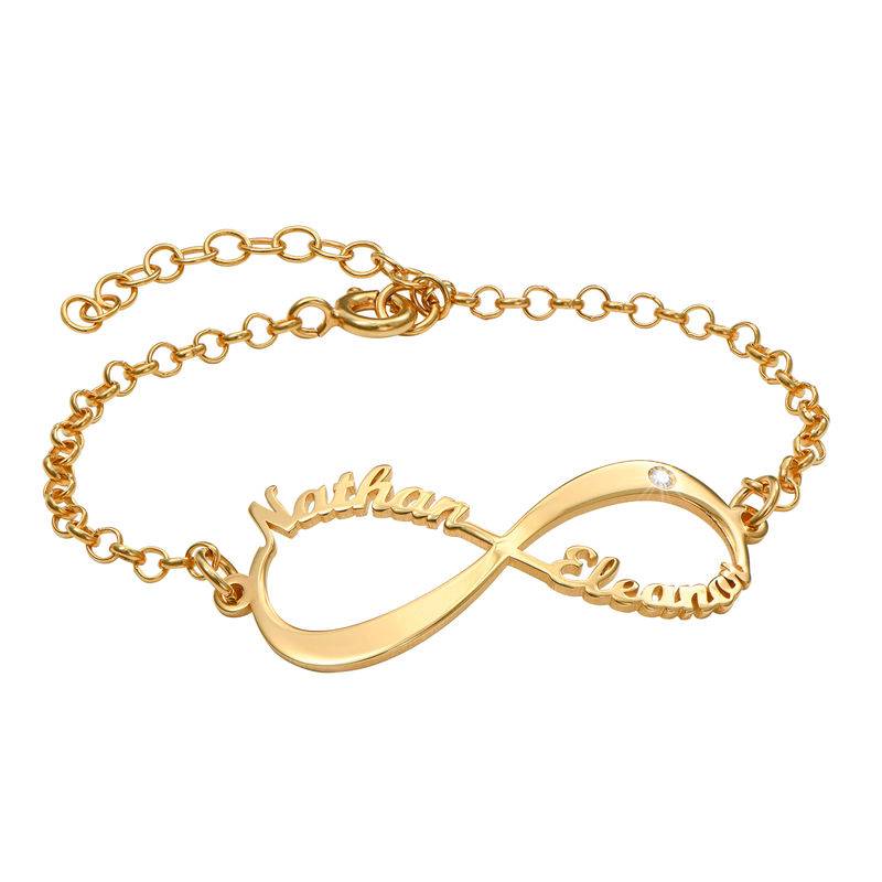 Personlig infinity armbånd med navn i Gull Vermeil med diamant produktbilde