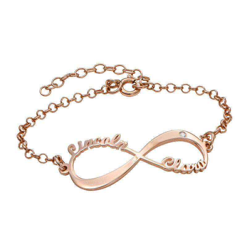 Personalisierten Infinity-Armband mit Diamant - 750er rosévergoldetes Silber Produktfoto