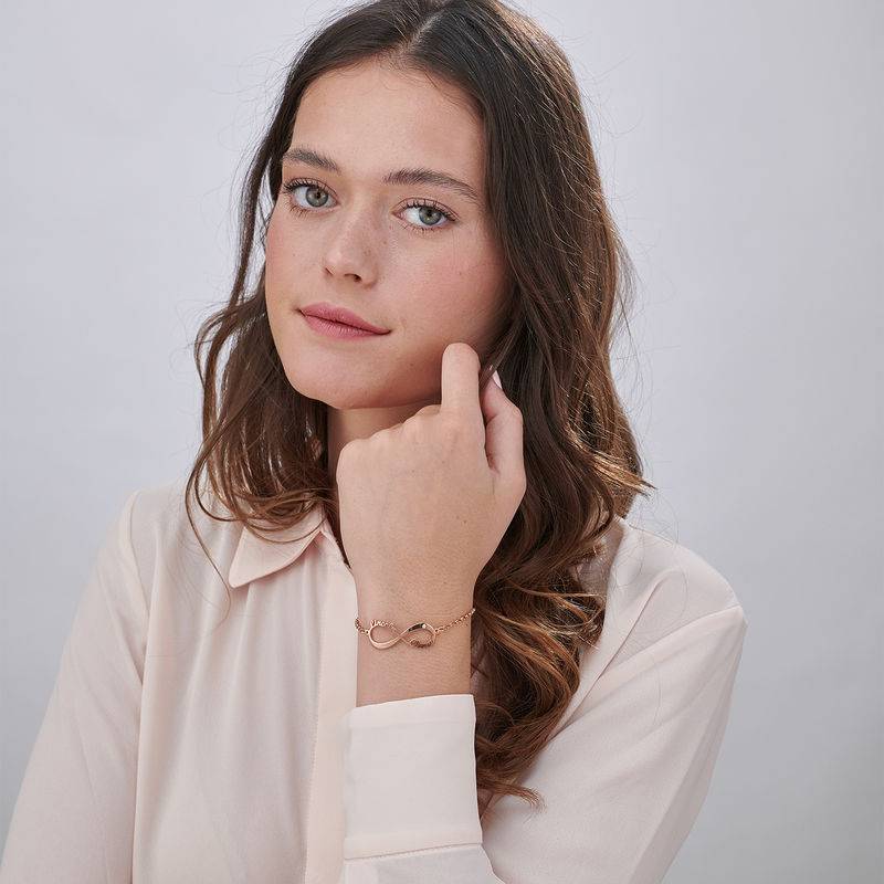 Personalisierten Infinity-Armband mit Diamant - 750er rosévergoldetes Silber Produktfoto