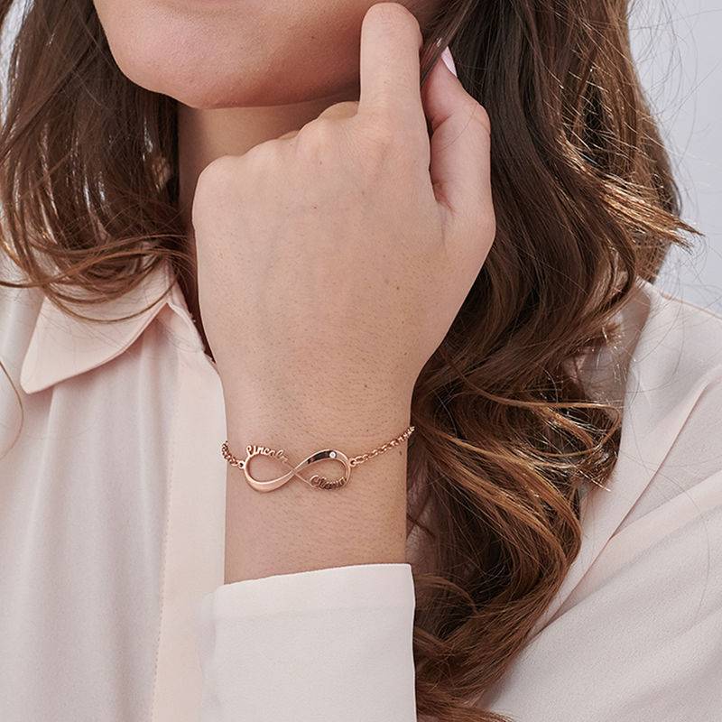 Personalised Infinity Bracelet with Diamond in 18ct Rose Gold Plating-2 product photo