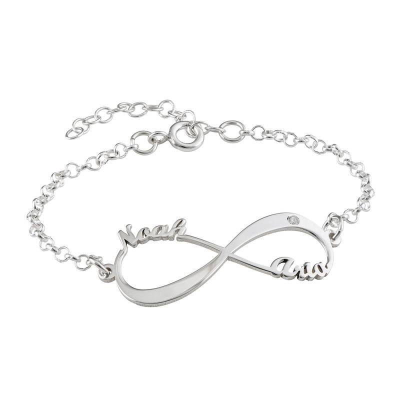 Personalised Infinity Bracelet in Sterling Silver with Diamond product photo