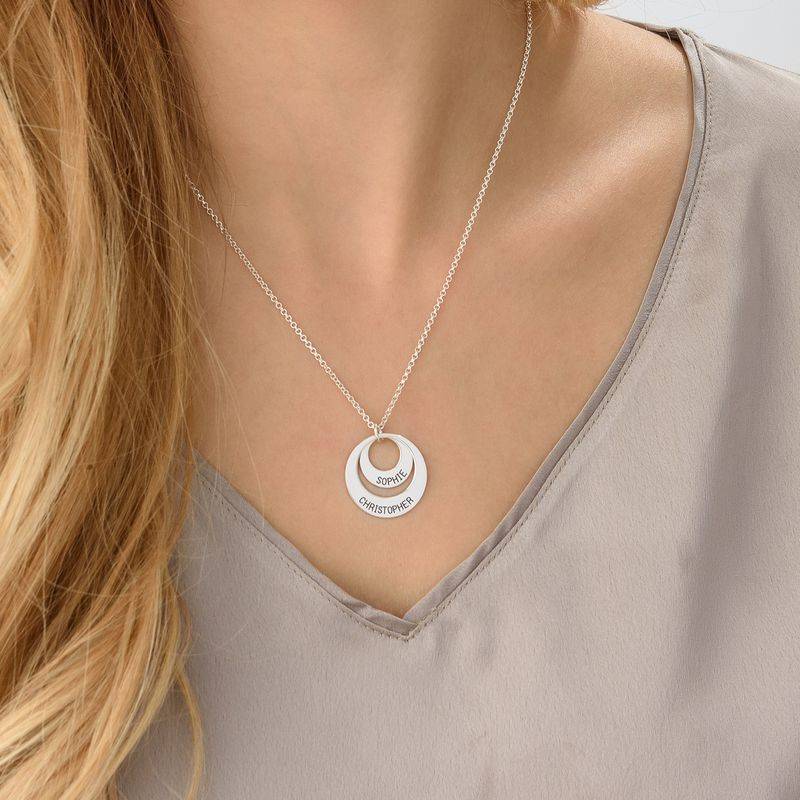 Two Disc Engraved Mother's Necklace in Sterling Silver-6 product photo