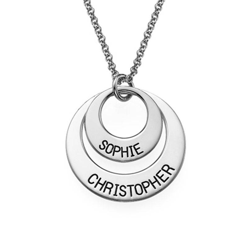 Two Disc Engraved Mother's Necklace in Sterling Silver-1 product photo