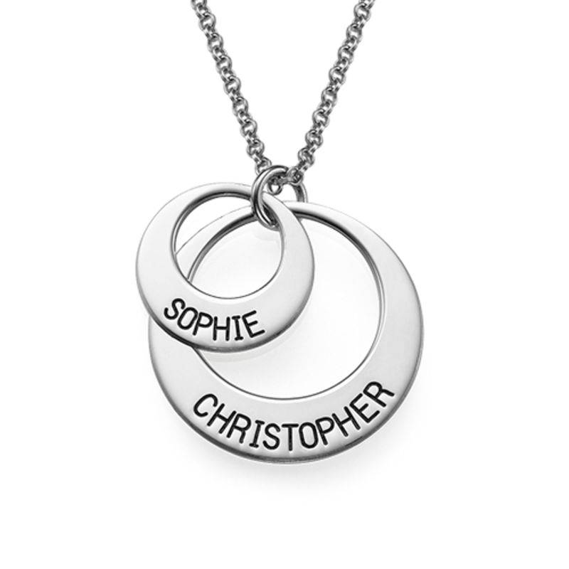 Two Disc Engraved Mother's Necklace in Sterling Silver-2 product photo