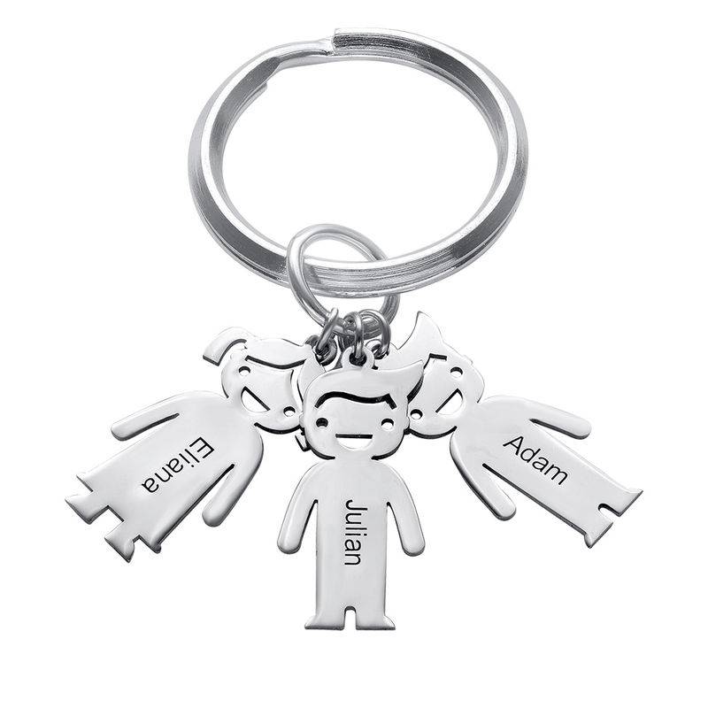 Personalised Keyring with Children Charms in Sterling Silver-1 product photo