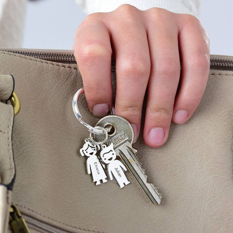 Schlüsselanhänger mit gravierbaren Kinder-Charms - 925er Sterlingsilber-3 Produktfoto