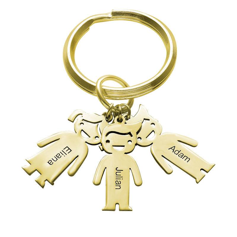Personalised Keyring with Children Charms in 18ct Gold Plating-3 product photo