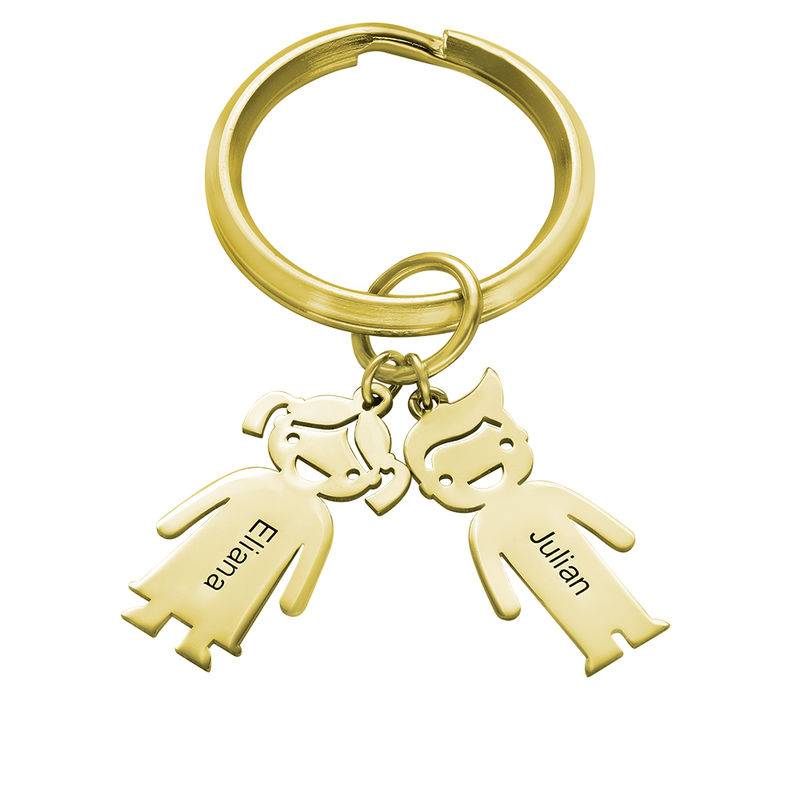 Personalised Keyring with Children Charms in 18ct Gold Plating-2 product photo