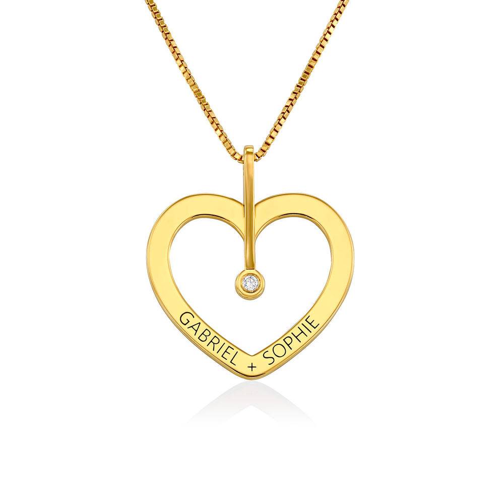 Personligt kärlek halsband med diamant i guldplätering produktbilder