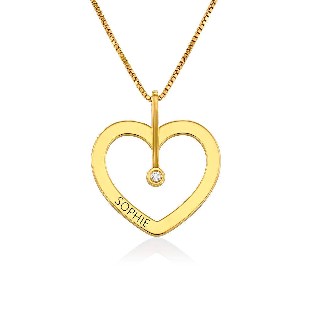 Personligt kärlek halsband med diamant i guldplätering-2 produktbilder