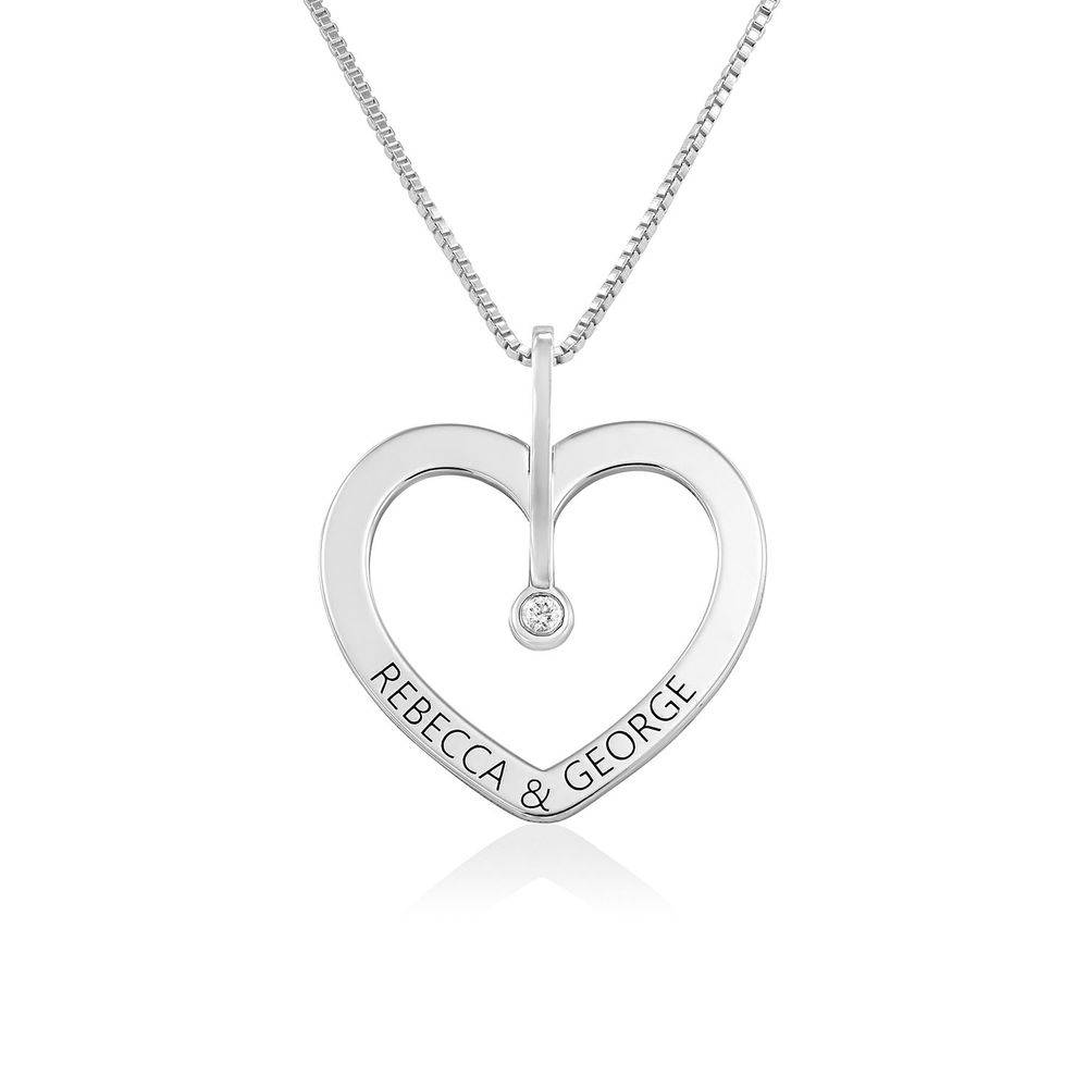 Personalised Love Necklace with Diamond in Sterling Silver-2 product photo