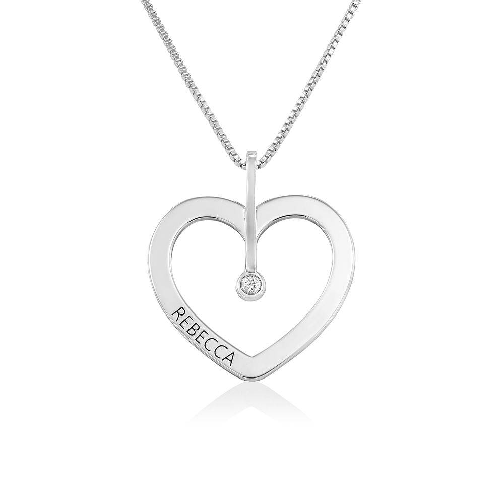 Personalised Love Necklace with Diamond in Sterling Silver-1 product photo