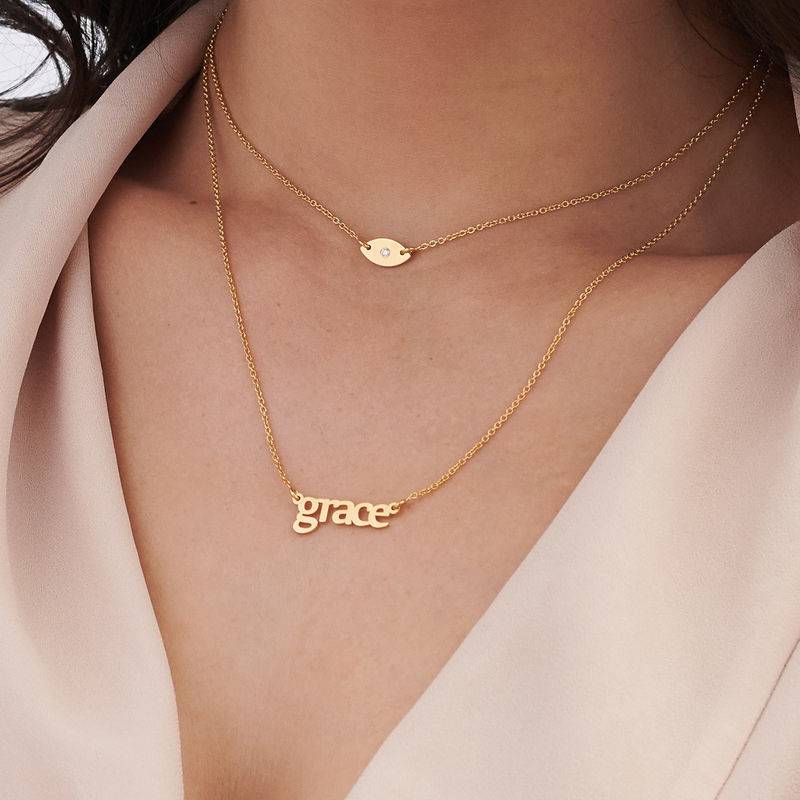 Personalised Name Necklace and Evil Eye Necklace Set in 18ct Gold Plating-2 product photo