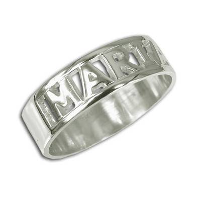 Gegraveerde Holle Naam Ring in 925 Zilver Productfoto