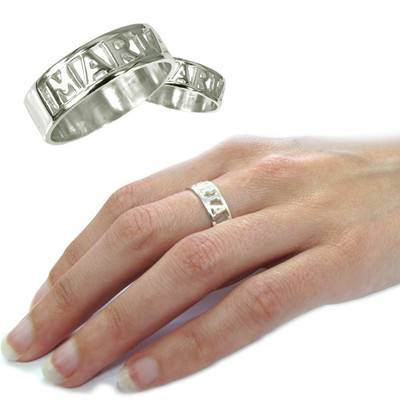 Gegraveerde Holle Naam Ring in 925 Zilver-2 Productfoto