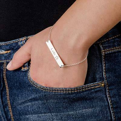 Bar Nameplate Bracelet in Sterling Silver-1 product photo