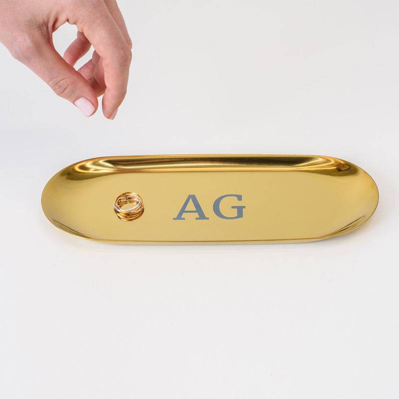 Personalised Oval Jewellery Tray in Gold Colour-4 product photo