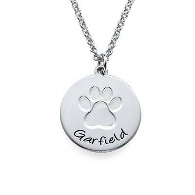 Dog Paw Name Necklace in Sterling Silver product photo