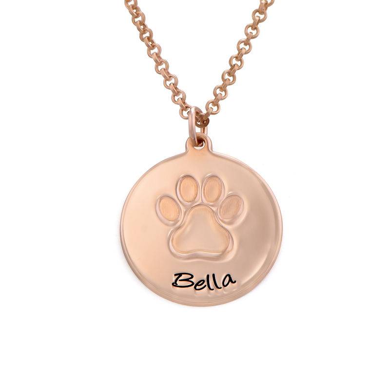 Dog Paw Name Necklace in in 18K Rose Gold Plating-3 product photo