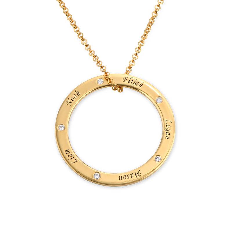Personalisierte ringförmige Familienkette mit Diamanten - 750er vergoldetes Silber-4 Produktfoto