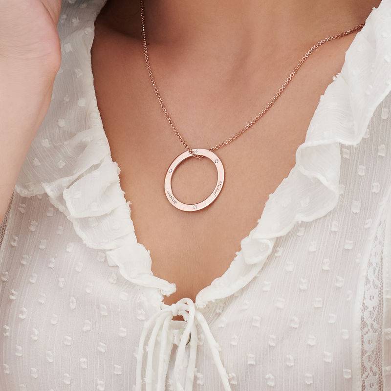 Collar con círculo personalizado con diamantes chapado en oro rosa-4 foto de producto