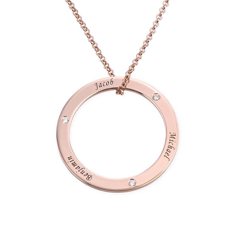Gepersonaliseerde ring mama ketting met diamant in rosé-vergulde uitvoering Productfoto