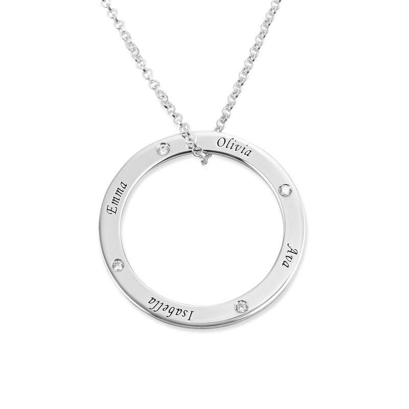 Personalised Ring Family Necklace with Diamonds in Sterling Silver product photo