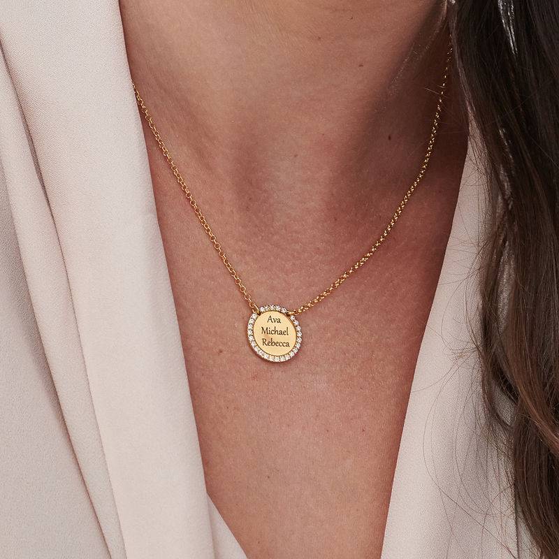 Personalised Round Cubic Zirconia Necklace in Gold Plating-3 product photo