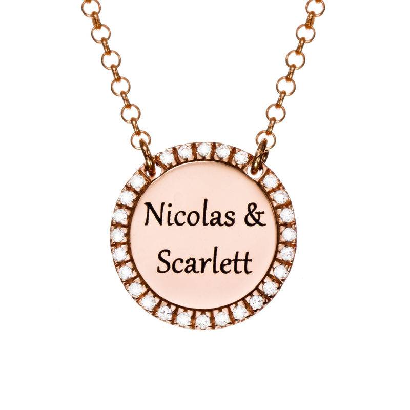 Personalised Round Cubic Zirconia Necklace in Rose gold Plating-3 product photo