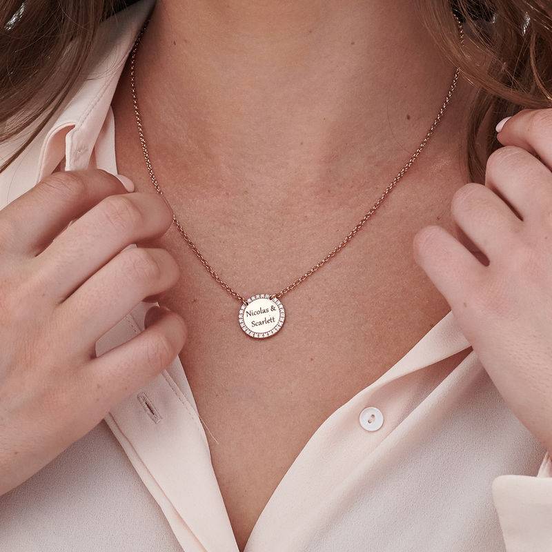 Personalised Round Cubic Zirconia Necklace in 18ct Rose Gold Plating-5 product photo