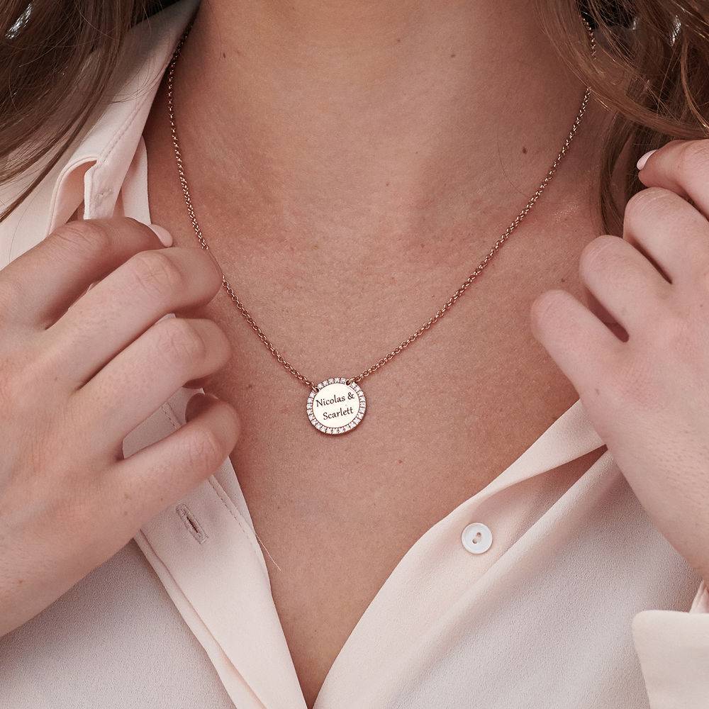 Personalised Round Cubic Zirconia Necklace in 18ct Rose Gold Plating-4 product photo