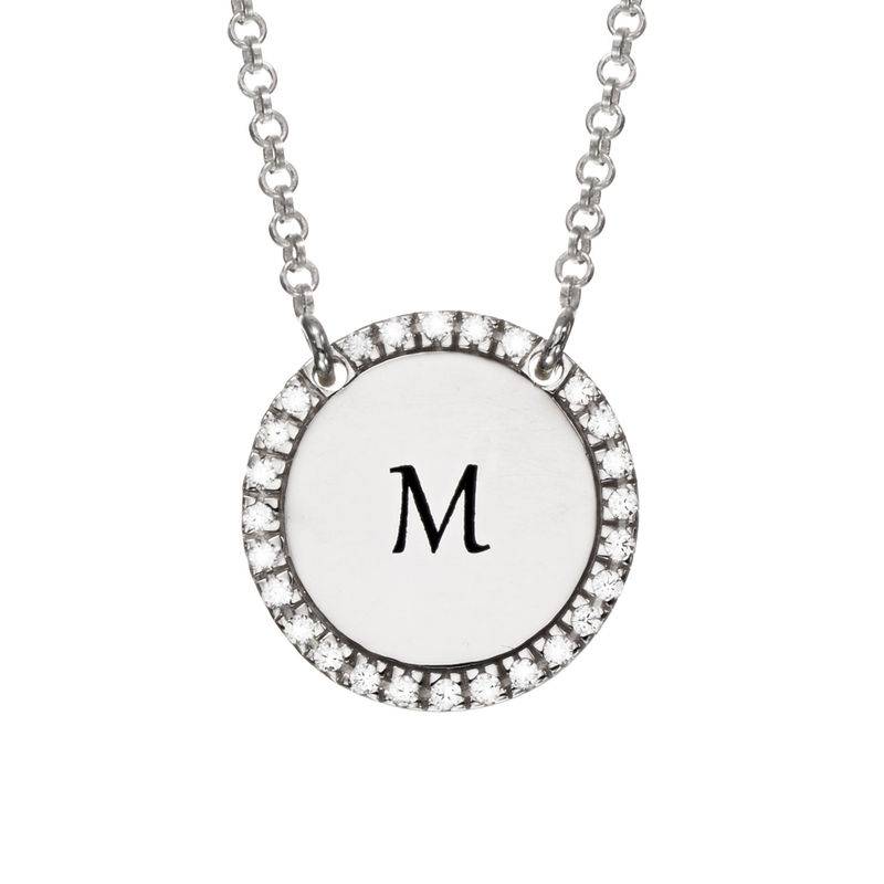 Personalised Round Cubic Zirconia Necklace in Silver-4 product photo