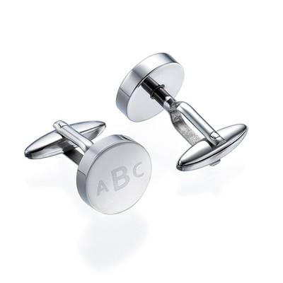 Personalised Round Letter Cufflinks in Stainless Steel-1 product photo