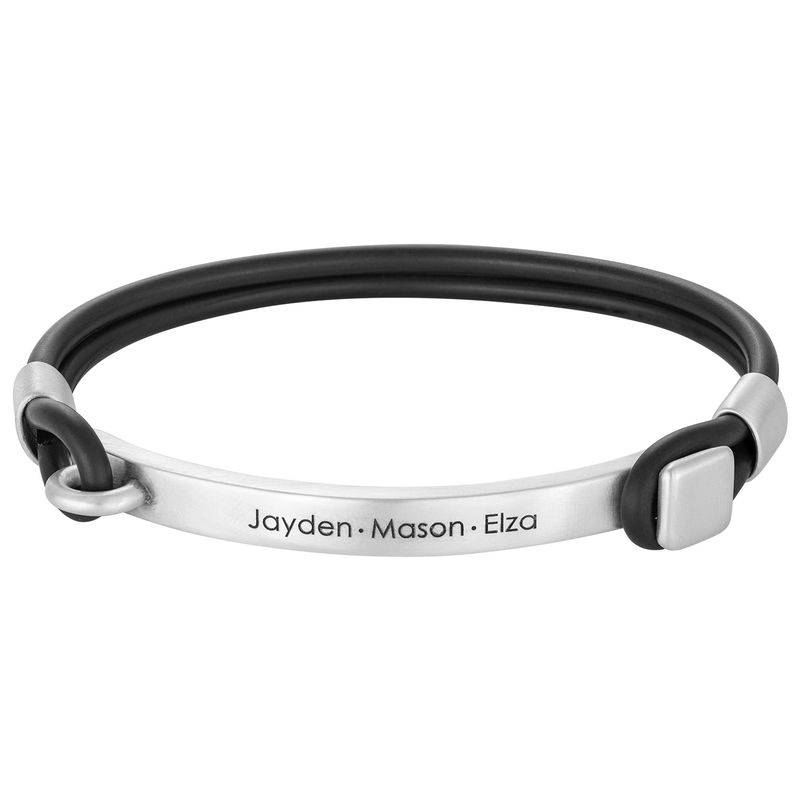 Personalised Rubber Bracelet with Engravable Bar in Silver product photo