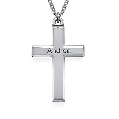 Personalized Silver Cross Necklace product photo