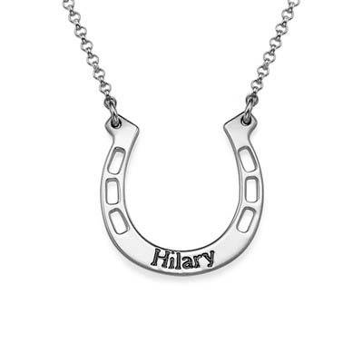 Engraved Horseshoe Necklace in Sterling Silver-1 product photo